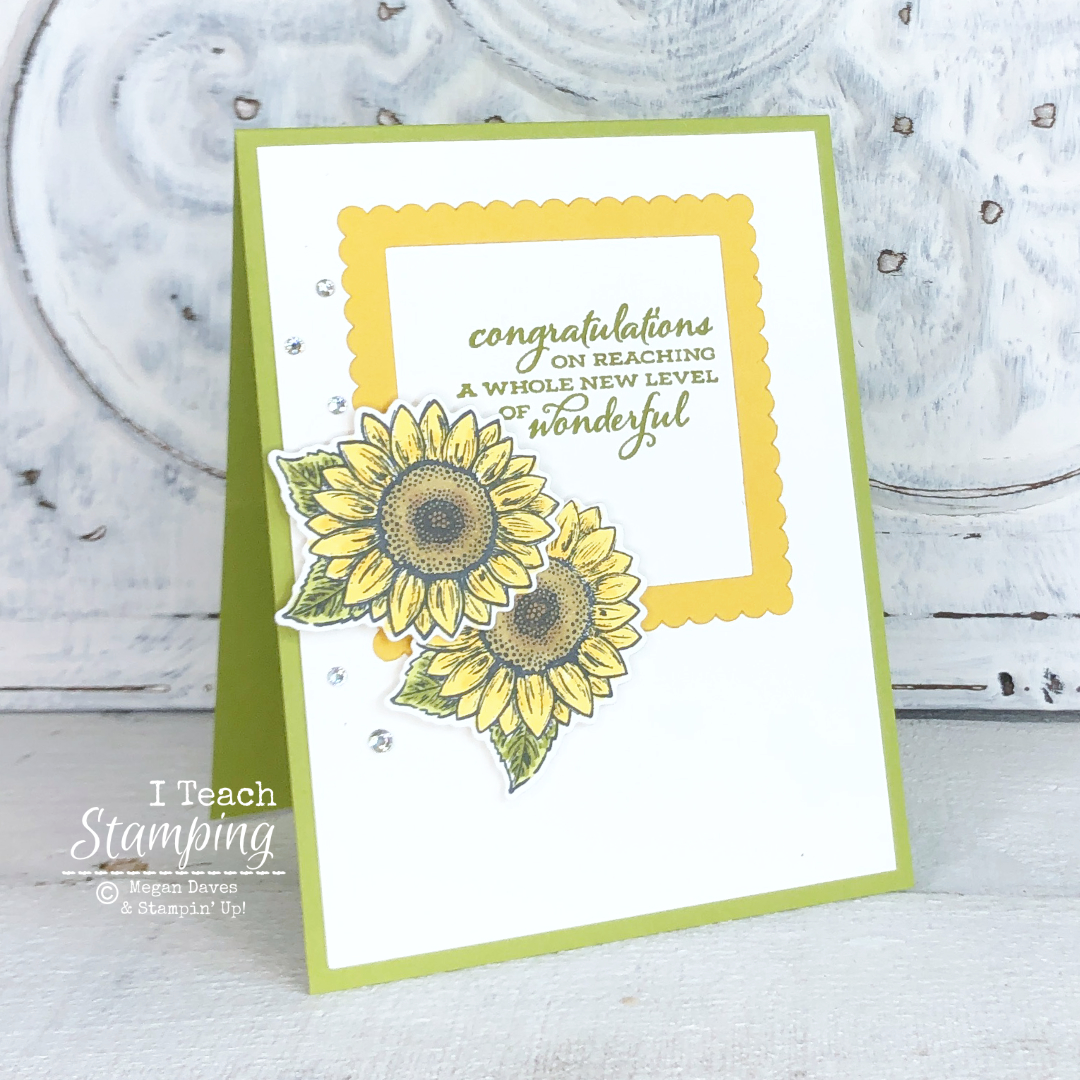 stamped and die cut blossoms, a single sentiment stamp and a die cut frame comes together as sunflower cards for friendship