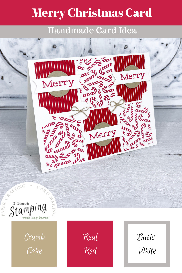 tag punch Christmas cards made using one punch six times to create color block elements on a handmade holiday card