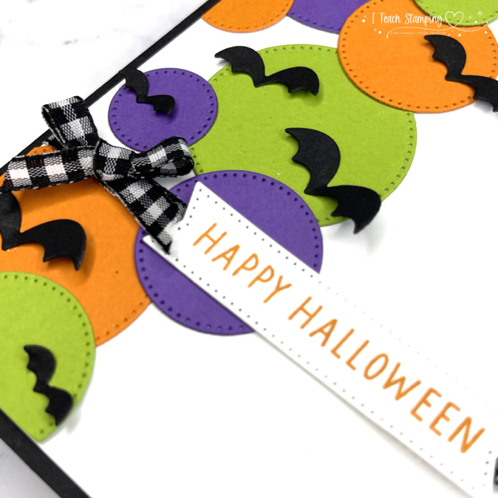 Use colorful circles and die cut bats to make a Halloween card in minutes!